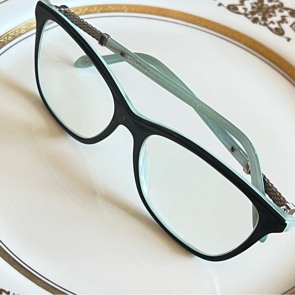 TIFFANY & CO BLACK ON TIFFANY BLUE STRIPED Prescription Glasses Frames 8193